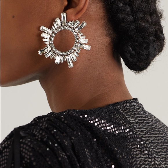 *As seen on Kyle Richards* Amina Muaddi BEGUM' CRYSTAL EMBELLISHED DISK EARRINGS - Picture 4 of 16